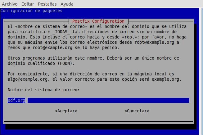 Postfix configuration